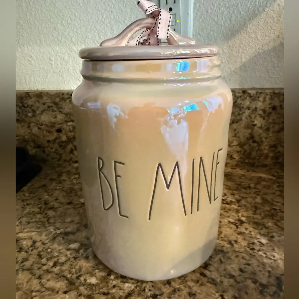 Rae Dunn Pink Iridescent Be Mine‎ Valentine's Day Canister